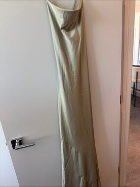 Show Me Your MuMu Olive Green Satin Cowl Neck Maxi Dress